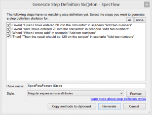 Generating step definitions