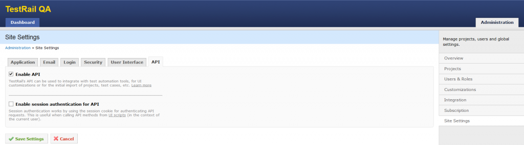 API enabled for project